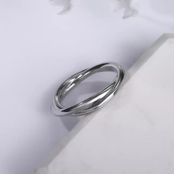 New Unisex 925 Silver Double Layer Men Women Ring - Picture 6 of 6